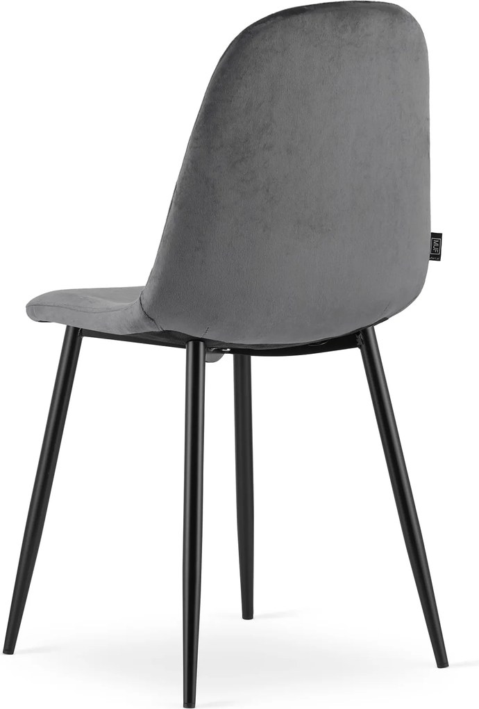 PROMOCJA Ciemnoszare aksamitowe krzesło ASTI z czarnymi nogami II. jakość