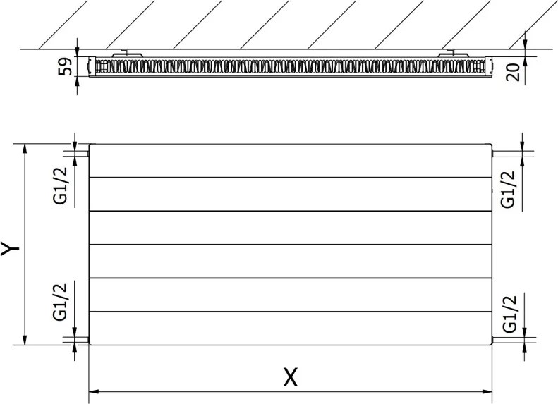 Mexen Line CL11 grzejnik płytowy 600 x 1000 mm, podłączenie boczne, 783 W, biały - W411L-060-100-00
