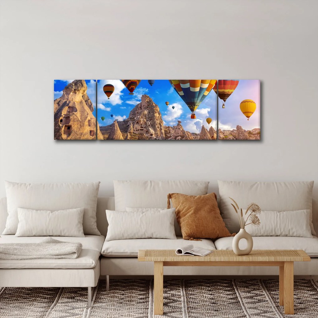 Obraz - Balony na ogrzane powietrze, Kapadocja, Turcja. (170x50 cm)