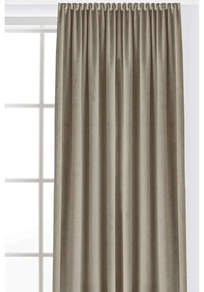 Beżowa aksamitna zasłona częściowo zaciemniająca (dimout) 530x250 cm Velto – Filumi