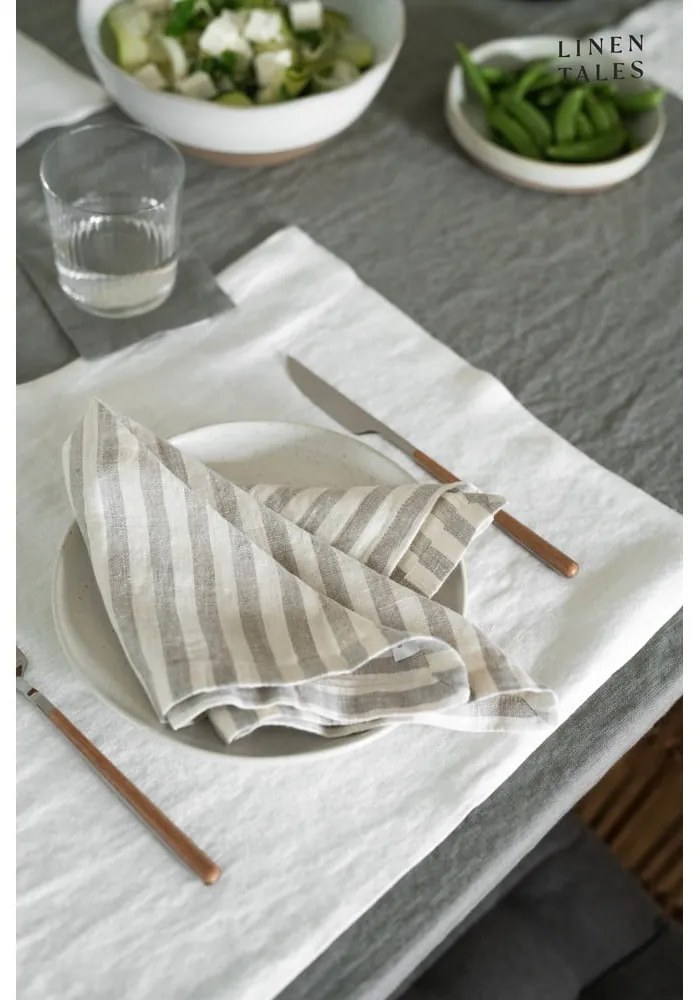 Lniana ścierka 45x65 cm Natural White Stripes – Linen Tales
