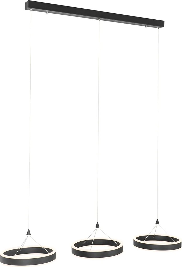 Lampa wisząca czarna owalna z LED 3-stopniowy ściemniacz 3-światła - Lyani