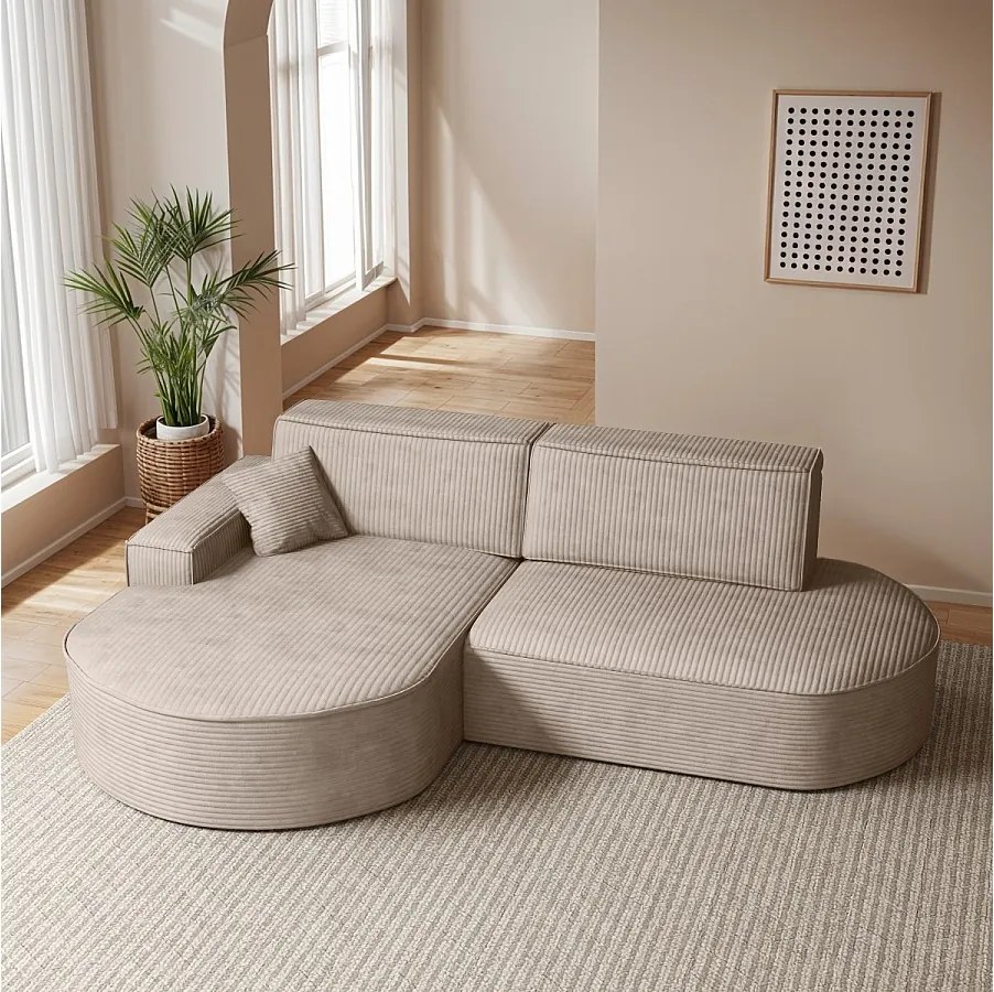 Narożnik Modena Pro, tkanina Poso, Ciemnobeżowy, Lewy