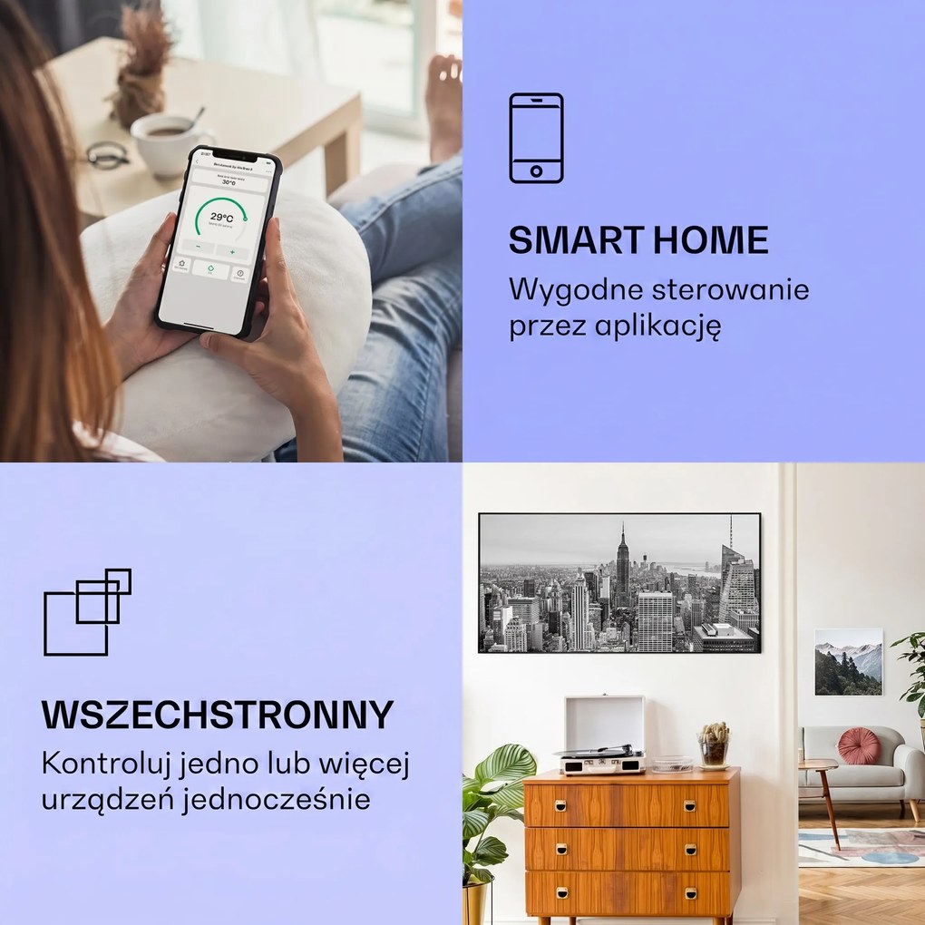Klarstein Wonderwall Art Smart 700W Panel na Podczerwień W Formie Obrazu NewYork