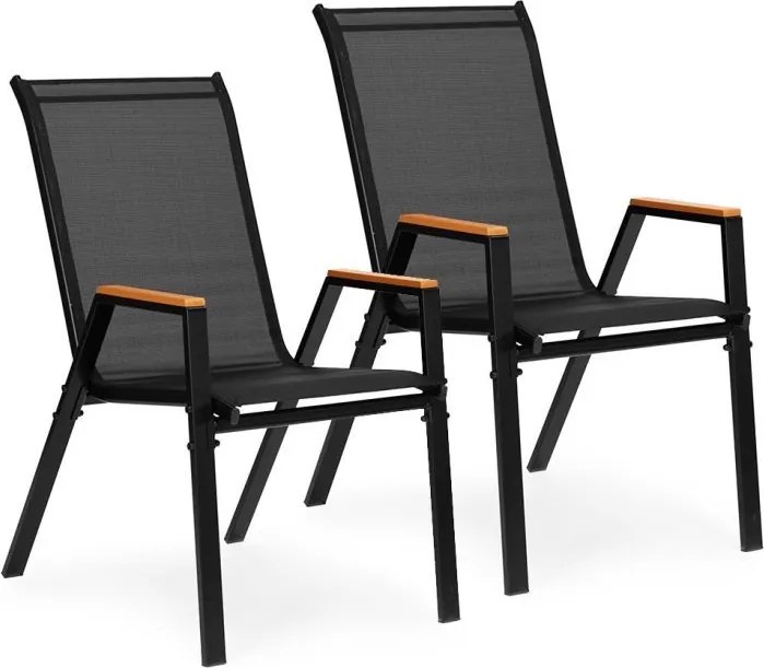 Krzesła ogrodowe Moderato 092 na taras i balkon, czarne - zestaw 2 szt.