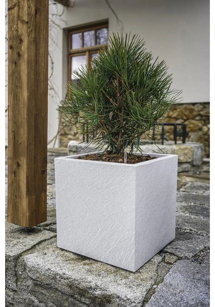 Flower Lover Doniczka samonawadniająca Cubico Stone biały, 27 cm, 27 cm