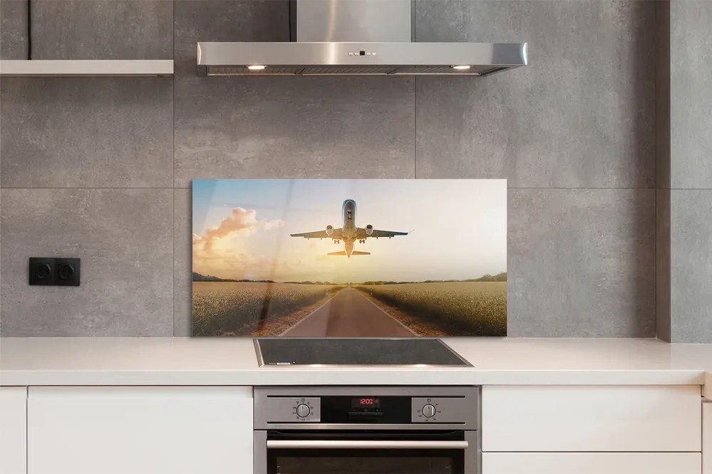 Panel nad Blat Kuchenny Samolot nad Miastem o Zmierzchu