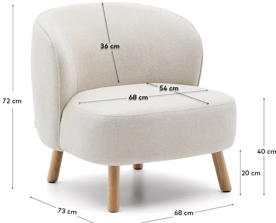 Kremowy fotel z tkaniny szenilowej Ulit – Kave Home