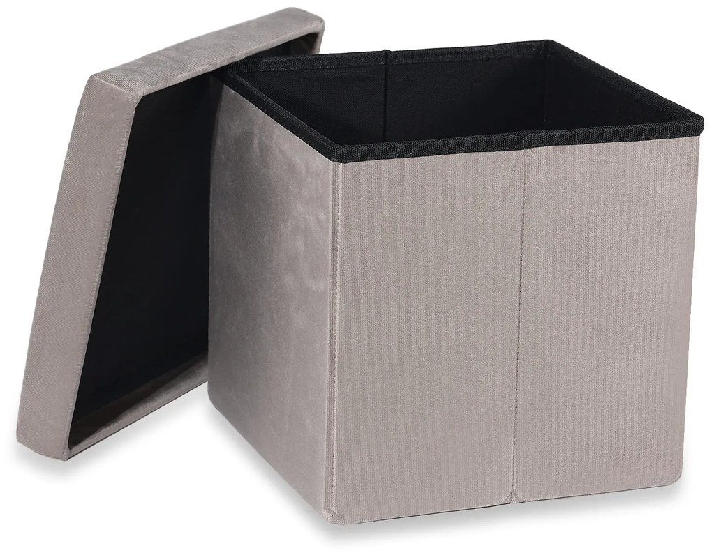 Beżowa składana pufa CUBEXO VELVET M