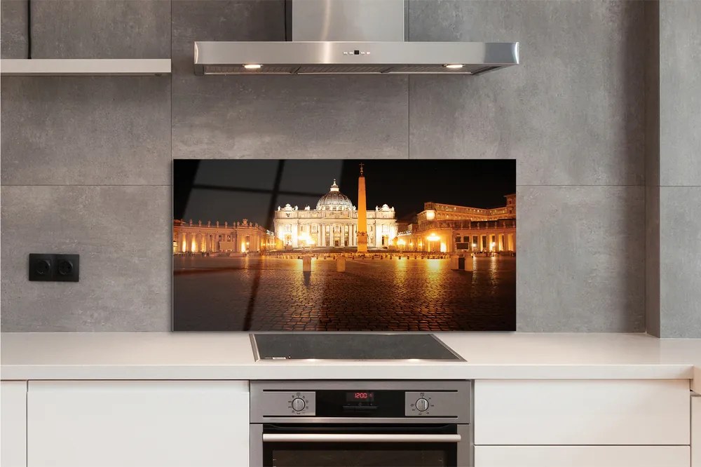 Szkło do Kuchni na Ścianę Plac przed Bazyliką Nocą