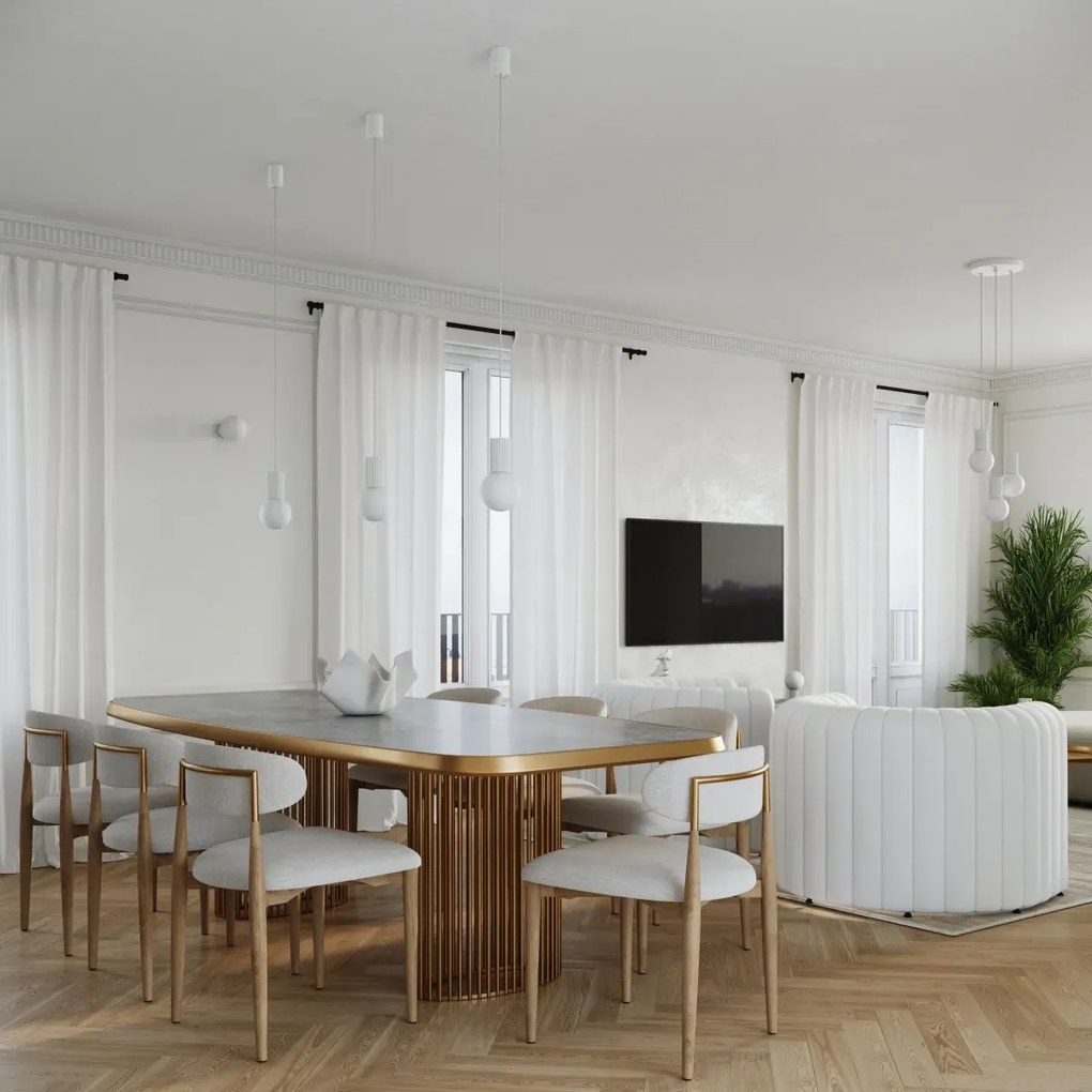 Lampa biurkowa HALO biała ryflowana SOLLUX LIGHTING