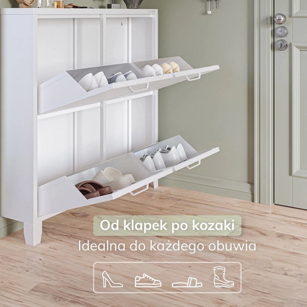 Szafka na buty metalowa, wąska, biała, 960x900x170 mm: SHIRLEY