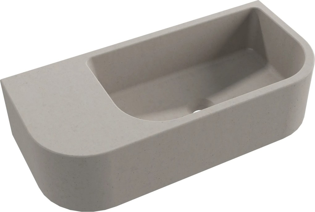 Massi Umywalka betonowa wisząca / nablatowa półokrągła z półką bez otworu na baterię 65 x 30 cm LARMO | różne kolory : Kolor - Cappuccino, Otwory na baterię - Nie, Typ montażu - nablatowa