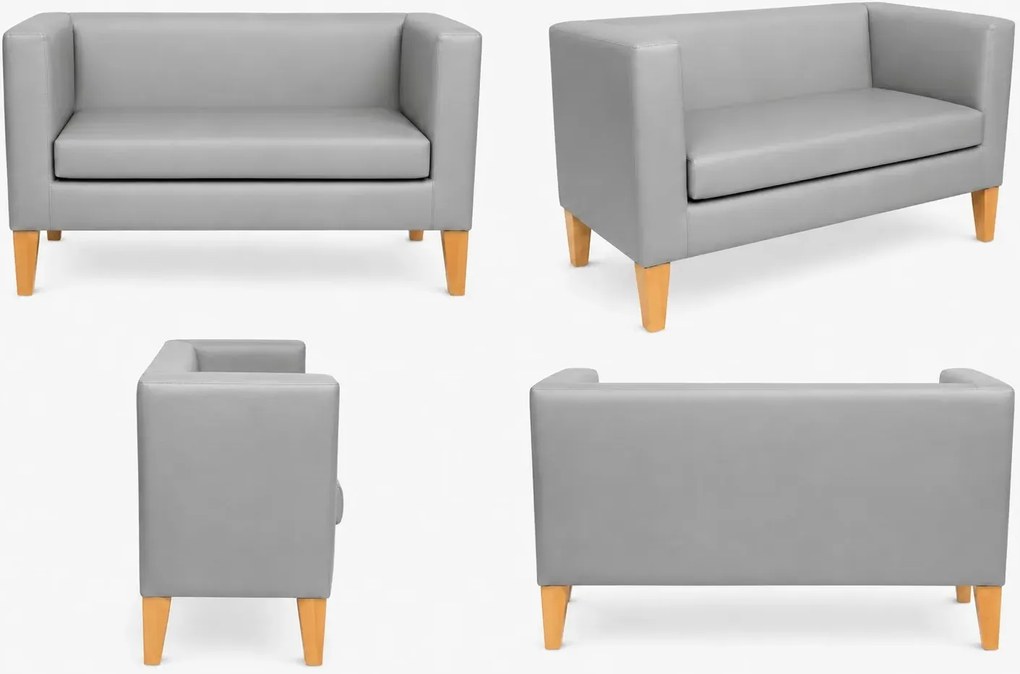 Sofa Monaco : Kolor nogi - Drewno, Kolor tkaniny - EKO-SKÓRA - 22D, Typ tkaniny - Eko-skóra , Wysokość nogi - 20 cm