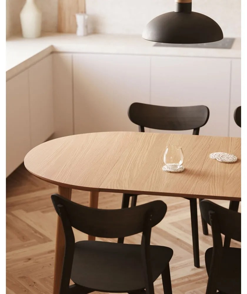 Okrągły rozkładany stół w dekorze dębu ø 90 cm Oqui – Kave Home