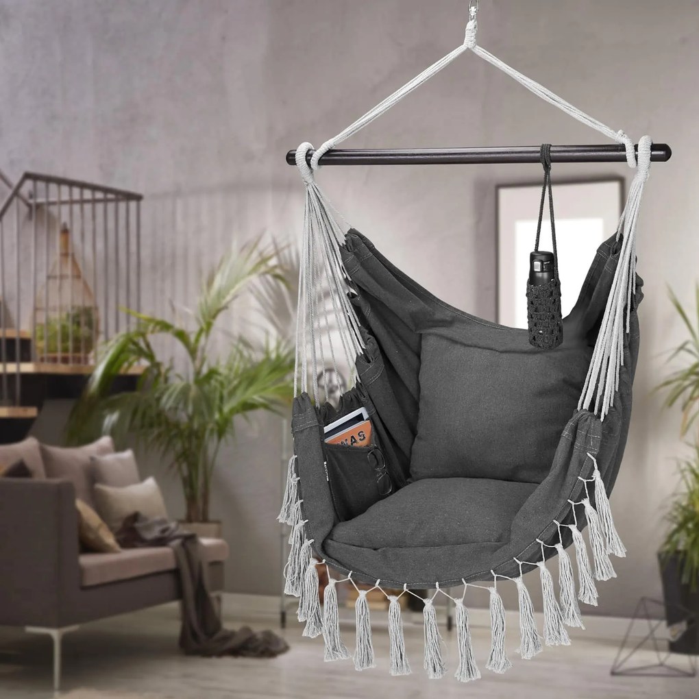 Wiszące krzesło MANDY 170x100x150cm, ciemnoszare Detex