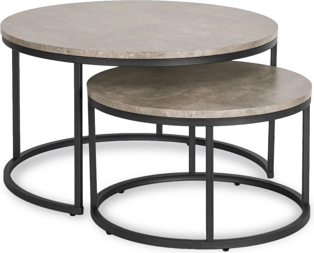 Zestaw Stolików Kawowych ROCKY MAX 60 cm/80 cm Szary Beton Nowoczesny Loft