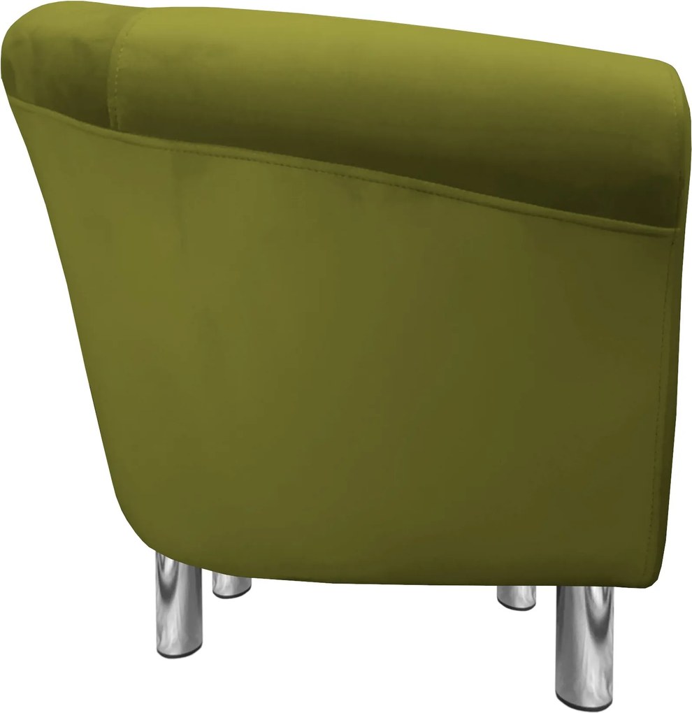 Fotel Milo tkanina Welur wygodny fotel tapicerowany do salonu i sypialni : Kolor nogi - Chrom, Kolor tkaniny - VELVET - BL75, Wysokość nogi - 15 cm