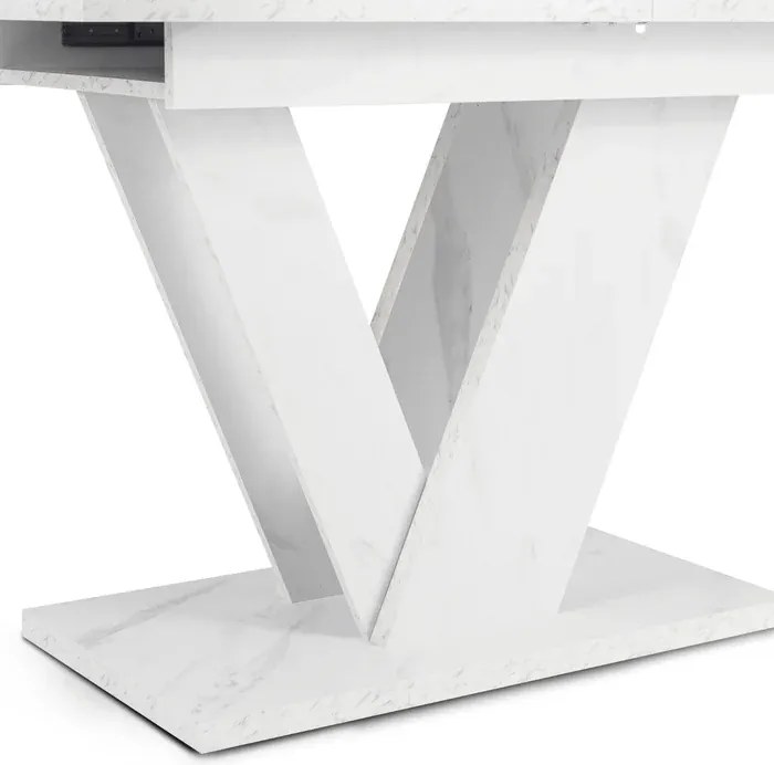 Stół Prostokątny Rozkładany CLARK 120-160 cm Biały Marmur Glamour