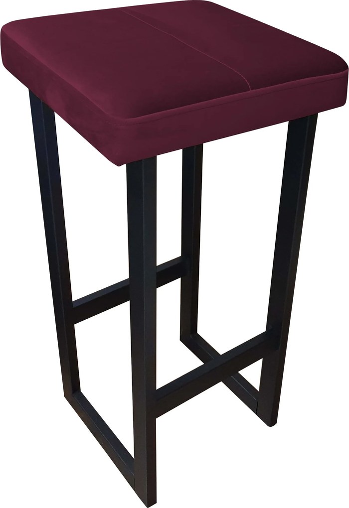Hoker ALEX krzesło barowe tkanina Welur podstawa metalowa : Kolor Stelaża - Czarny , Kolor tkaniny - VELVET - MG02, Wysokość - 75 cm