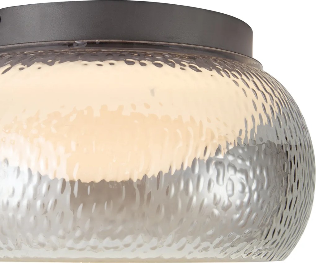 Lampa sufitowa Art Deco grafitowa z przydymionym szkłem i 3-stopniowo ściemnialnym LED - Thimble