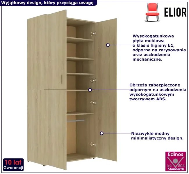 Duża szafa na buty w kolorze dąb sonoma - Utosa
