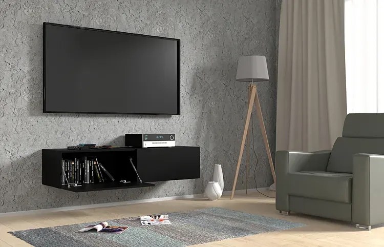 Czarna ścienna szafka rtv 140 cm P9-T20