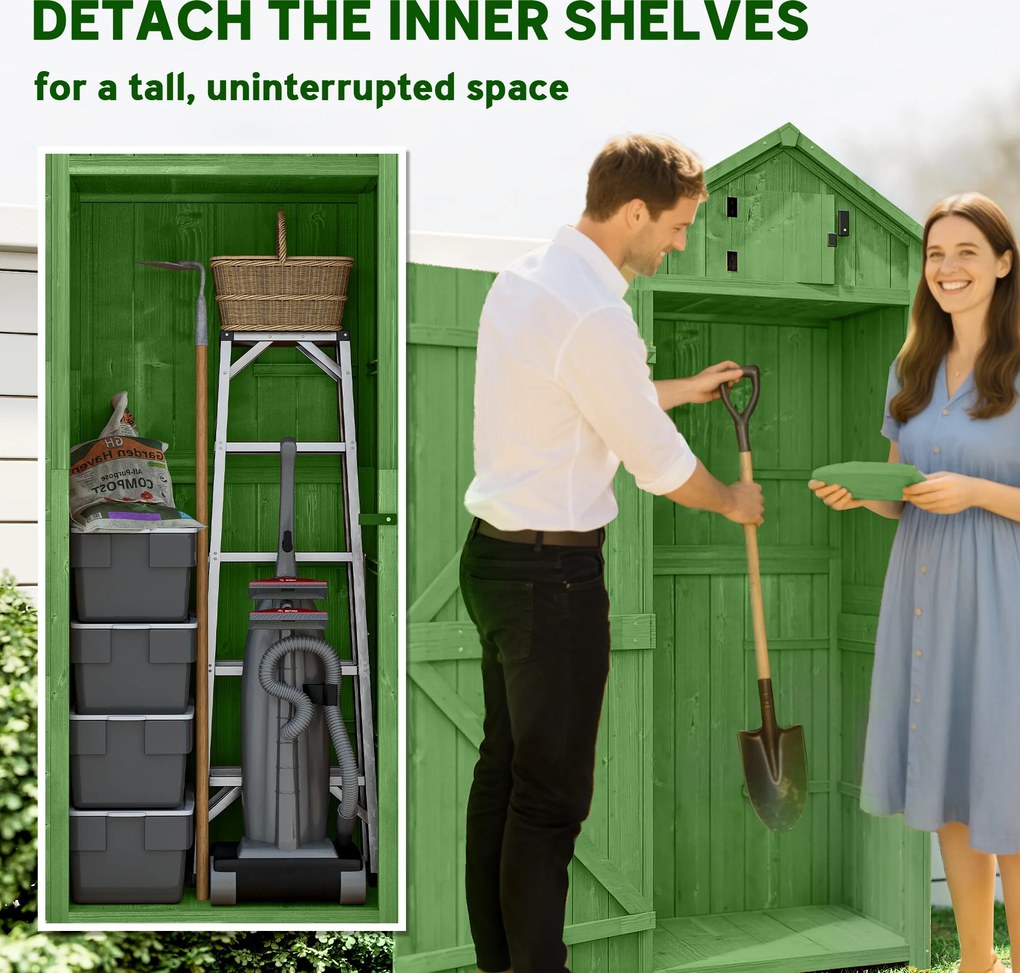 Outsunny Szafka Ogrodowa Drewniana z 3 Półkami, Zamykane Drzwi, Asfaltowy Dach, Wentylacja | Aosom PL