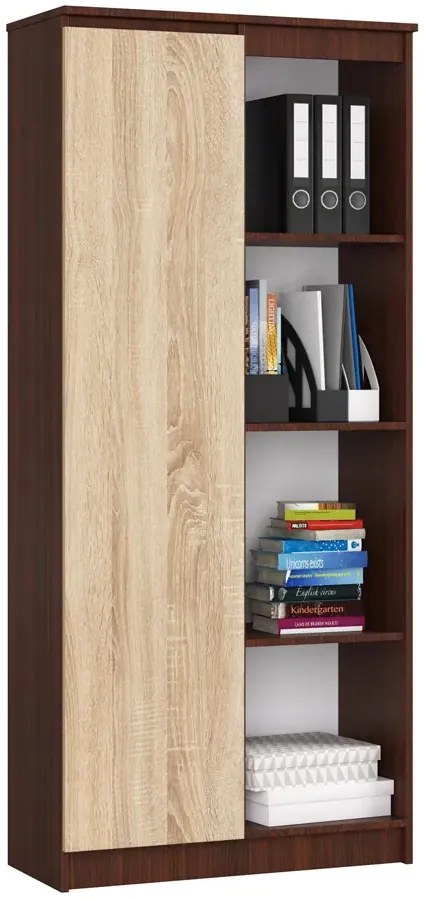 Regał z drzwiczkami na dokumenty wenge + dąb sonoma- Cersal 3X