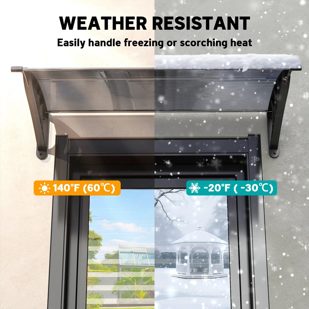 Outsunny Zadaszenie, nad drzwi wejściowe, dla wejść i okien, 100Dł x 75S x 23W cm, Czarne