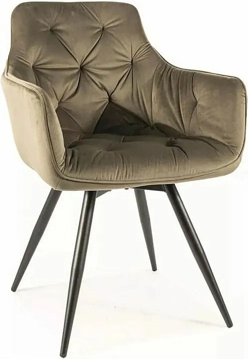 Krzesło tapicerowane MANGO VELVET oliwkowe obracane