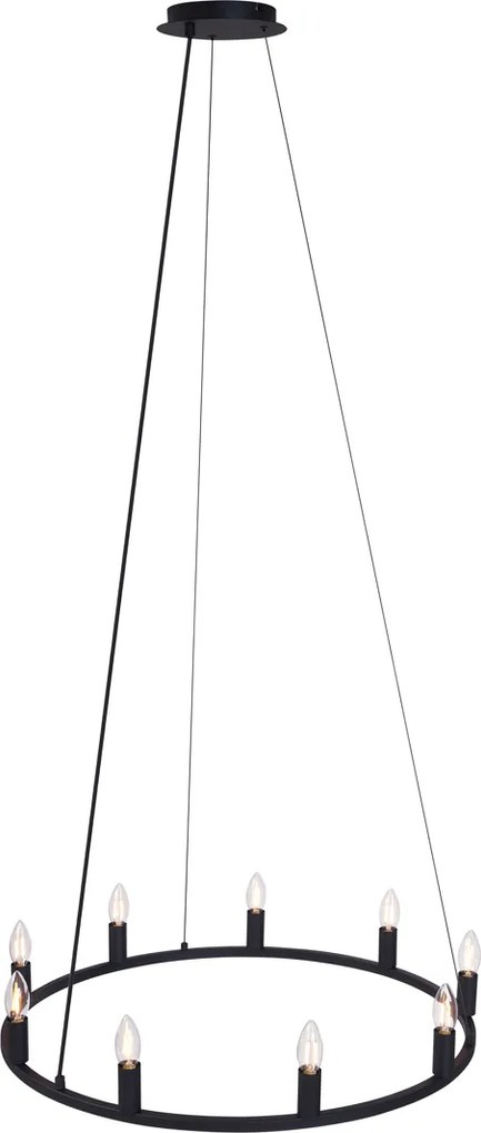Smart hanglamp zwart 9-lichts incl. Wifi C35 - Knight