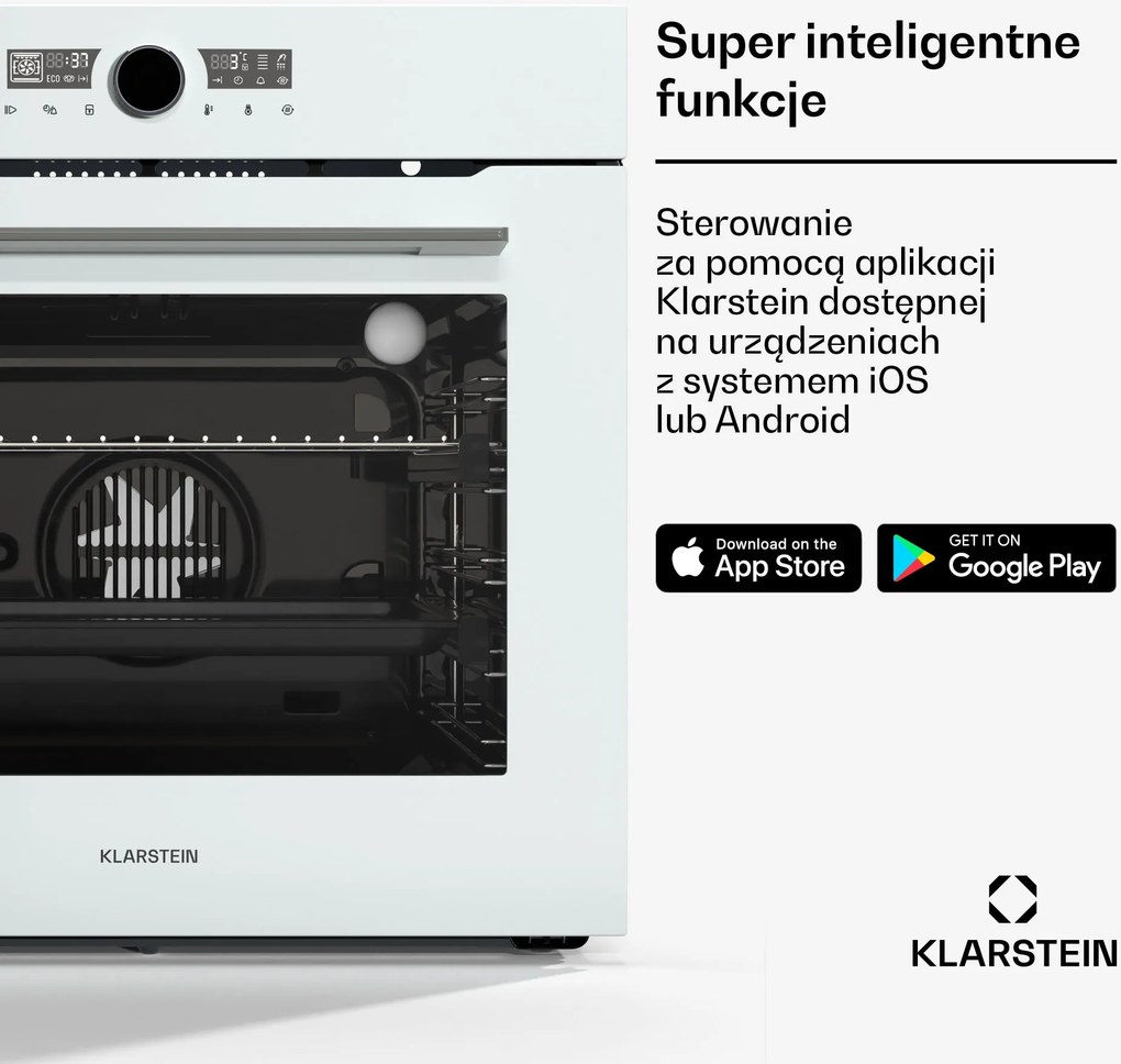 Klarstein Illuminosa Smart 60cm 73L Piekarnik do Zabudowy Biały