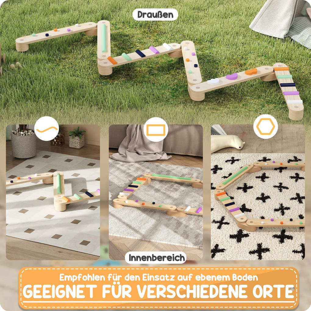 AIYAPLAY Zestaw Belka Balansowa dla Dzieci z Drewna, dla Dzieci 3-8 Lat, Dwustronne Deski do Balansowania dla Zabawnej Koordynacji