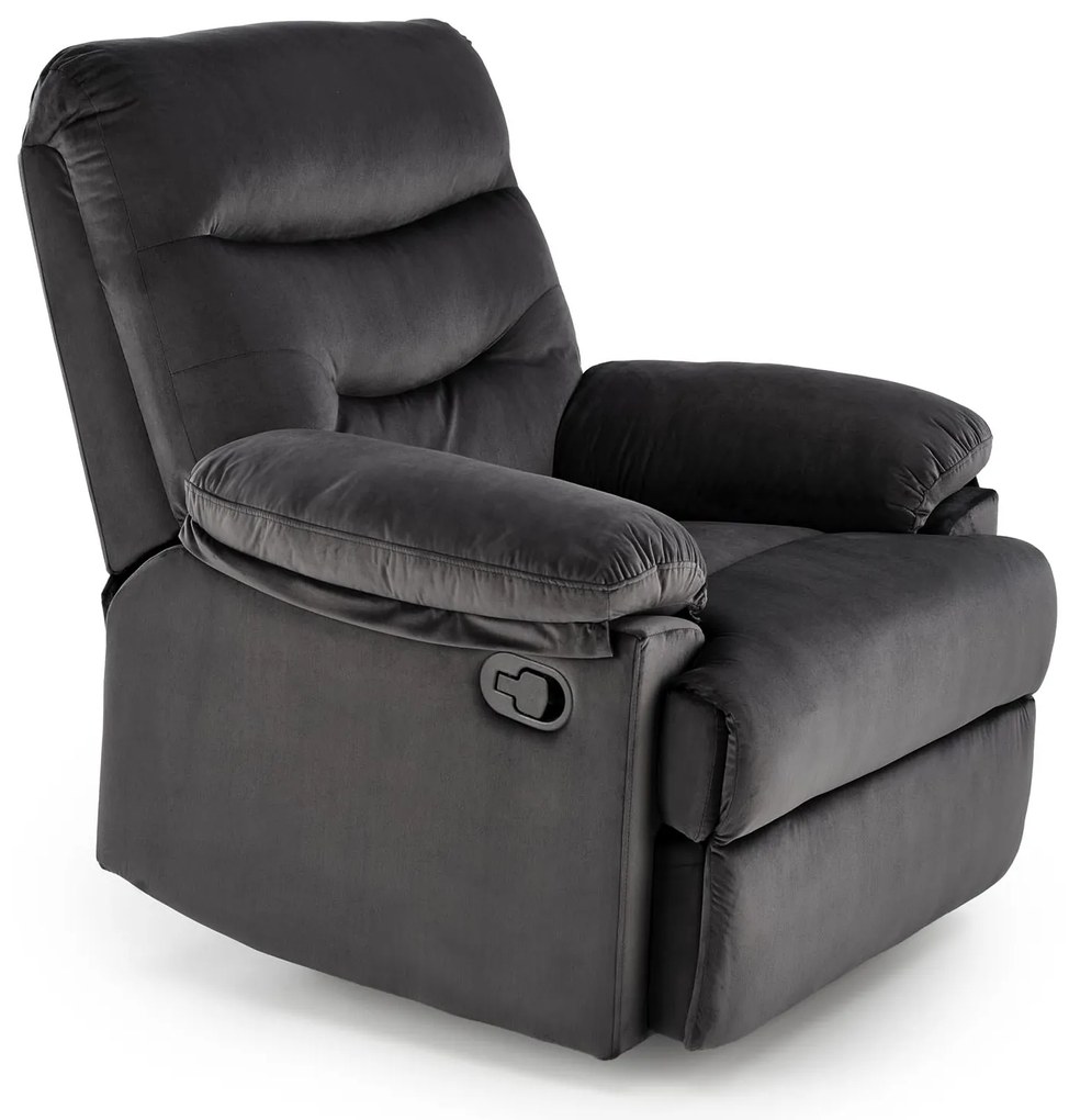 Fotel wypoczynkowy do salonu rozkładany czarny welur DRAGER