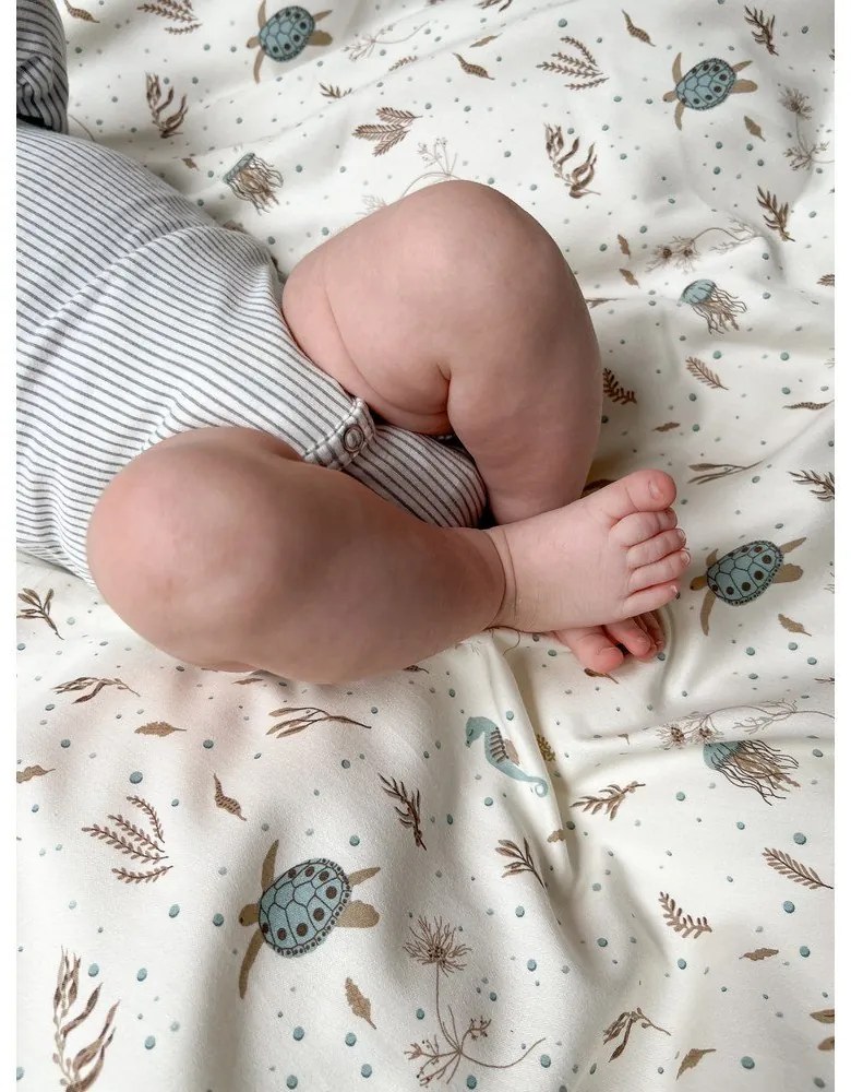 Jasnożółta pościel dziecięca do łóżeczka z bawełny organicznej 70x100 cm Sea Garden – Cam Cam Copenhagen