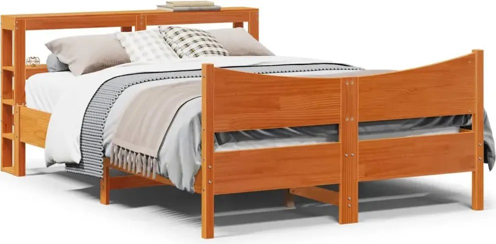 Brązowe łóżko z drewna sosnowego z zagłówkiem 120x200 A9-F15