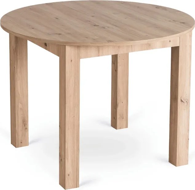 Zestaw Stół Okrągły Rozkładany HARRY 102-142 cm Dąb Artisan i 6 Krzeseł FREDY Szarych