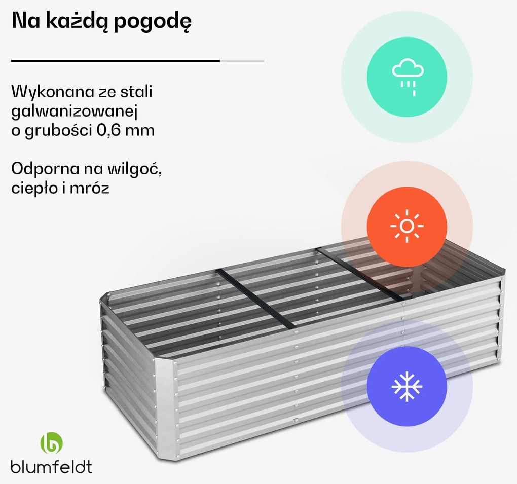 Blumfeldt Terrabox 240x100x60 cm Skrzynia na warzywa Srebrny