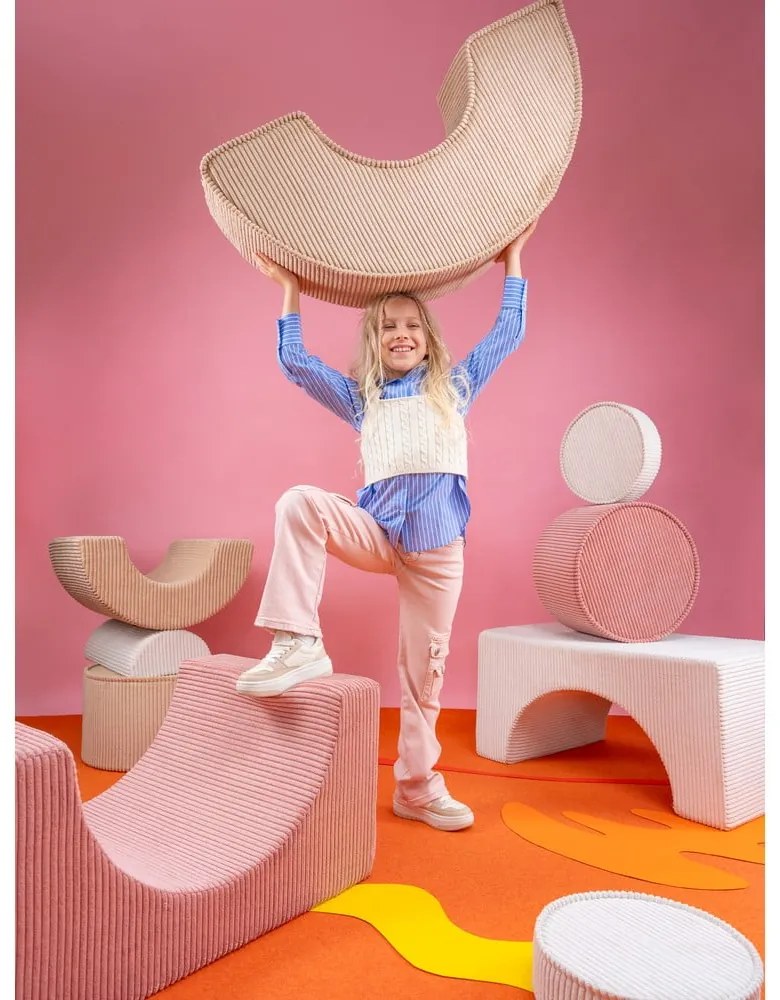 Różowy sztruksowy piankowy plac zabaw 3 szt. wysokość 37 cm 75x49 cm Rainbow Montessori – Wigiwama