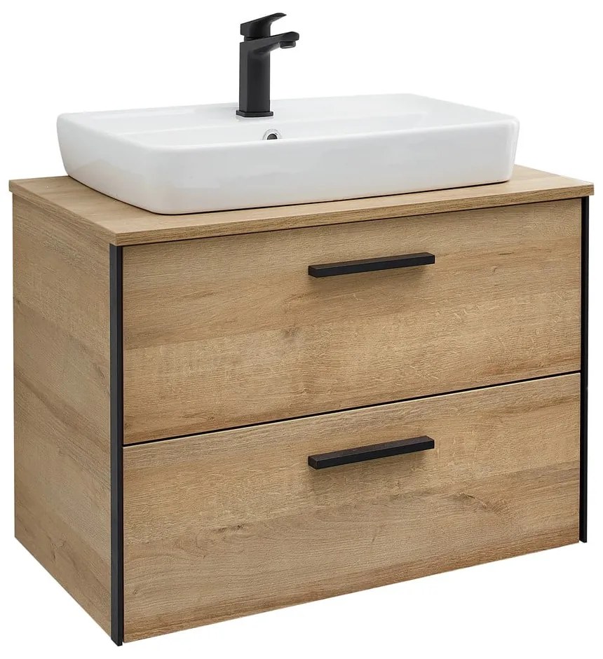 Wisząca szafka bez umywalki w dekorze dębu w naturalnym kolorze 51x72 cm Quickset 395 – Pelipal