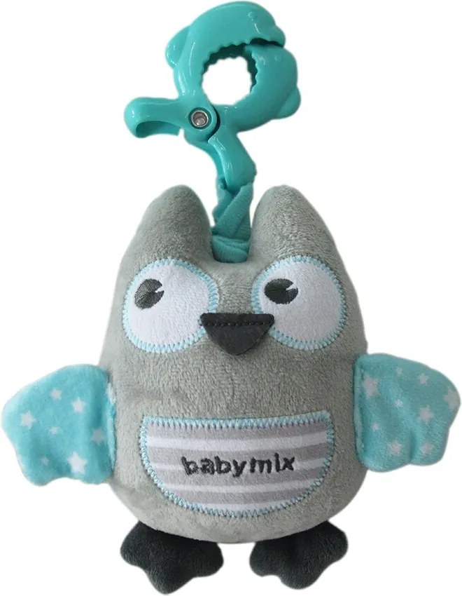 Baby Mix Edukacyjna zabawka pluszowa z klipsemSowa, zielona