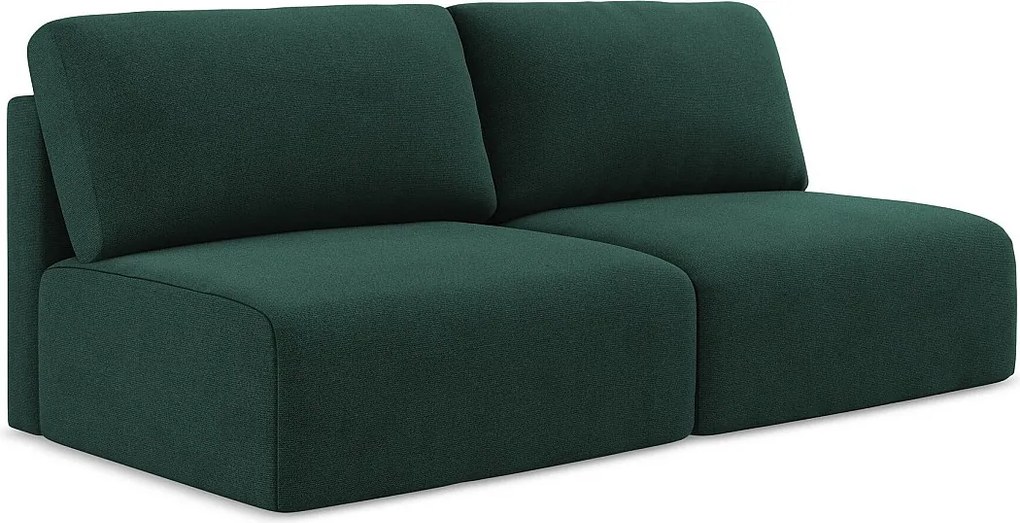 Otwarta Sofa 3-osobowa z funkcją spania - z tkaniny strukturalnej - butelkowa zieleń - KONA