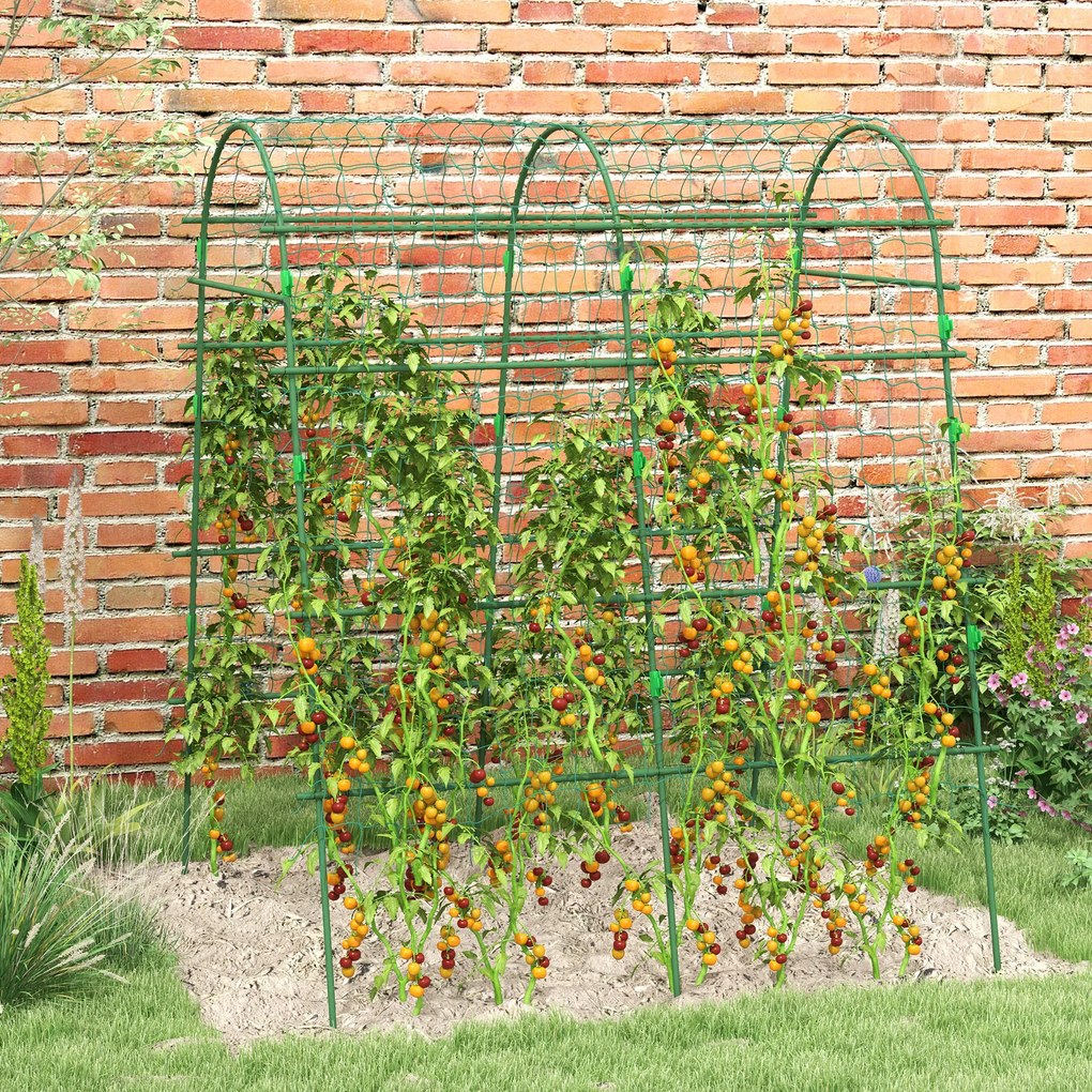 Outsunny Trellis, Podpora dla roślin pnących, Regulowane szpaler, Siatka roślinna, Konstrukcja roślinna do ogrodu, balkonu, stal, zielony, 144 x 167 x 206 cm