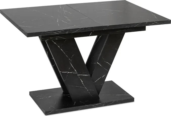 Stół Prostokątny Rozkładany CLARK 120-160 cm Czarny Marmur Glamour