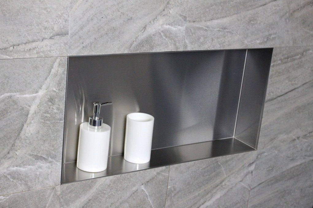 Półka wnękowa ścienna ze stali nierdzewnej BS603010Bez obręczy - 60 x 30 x 10 cm