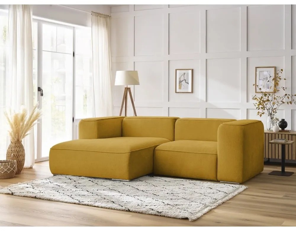 Narożnik z materiału bouclé w kolorze ochry (lewostronny) Zephyr – Bobochic Paris