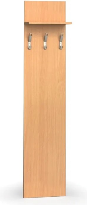 Garderoba z wieszakami PRIMO WOOD, 3 haczyki, półka, tekstura drewna pionowa, buk