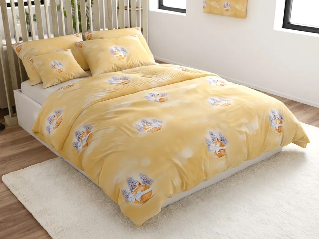 PrzytulneMieszkanie.pl PrzytulneMieszkanie.pl Pościel z mikrofibry TREES AND ORNAMENT żółta Rozmiar pościeli: 70 x 90 cm | 140 x 200 cm