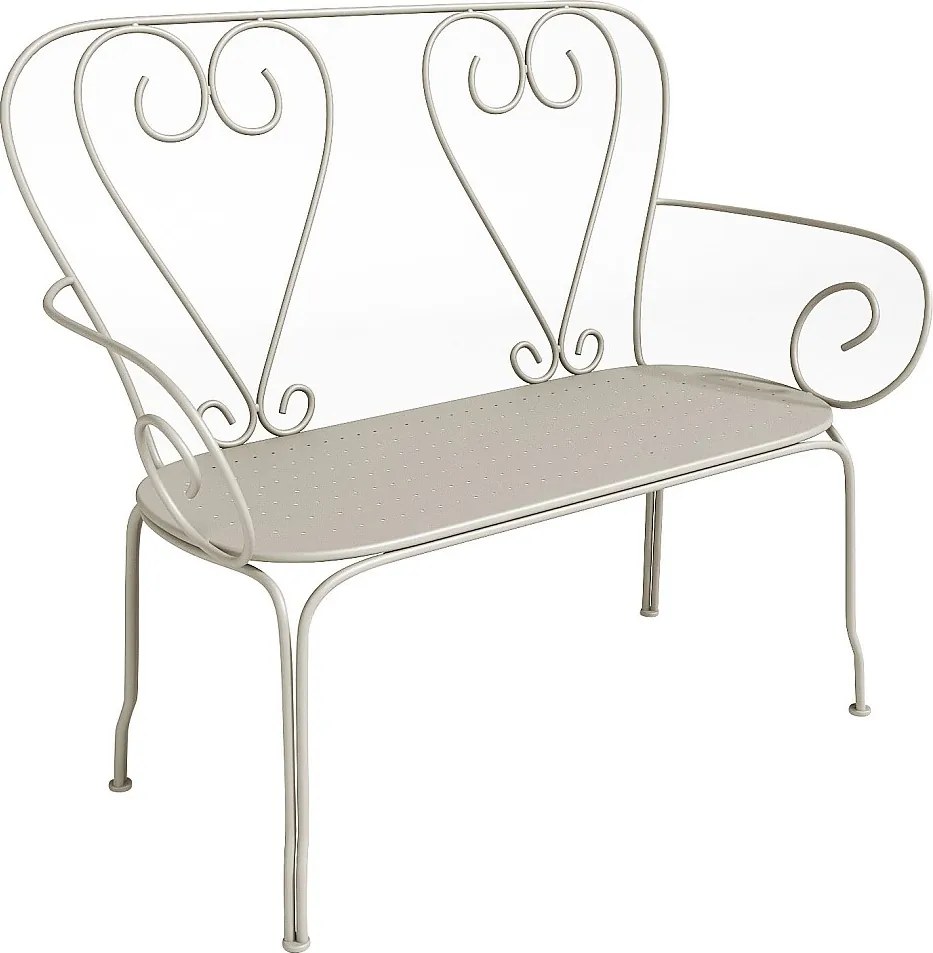 Ławka ogrodowa  z metalu w stylu kutego żelaza – Beżowa - GUERMANTES